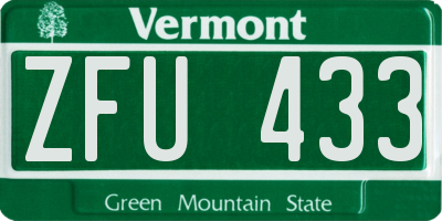 VT license plate ZFU433
