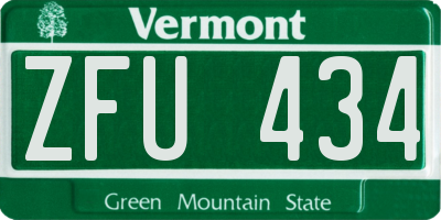 VT license plate ZFU434