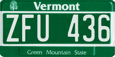 VT license plate ZFU436