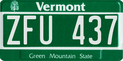VT license plate ZFU437