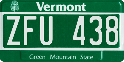 VT license plate ZFU438
