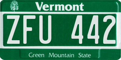 VT license plate ZFU442