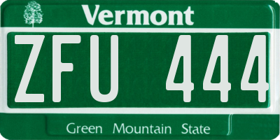VT license plate ZFU444