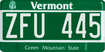 VT license plate ZFU445