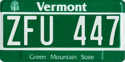 VT license plate ZFU447