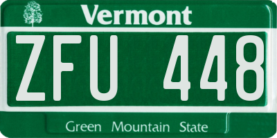 VT license plate ZFU448