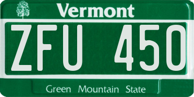 VT license plate ZFU450