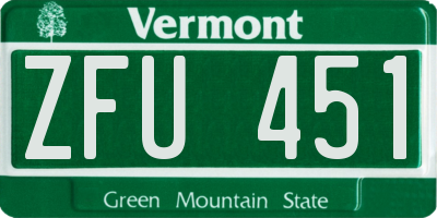 VT license plate ZFU451
