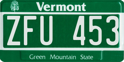 VT license plate ZFU453