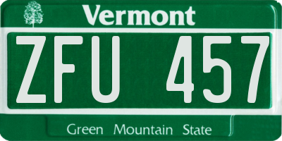 VT license plate ZFU457