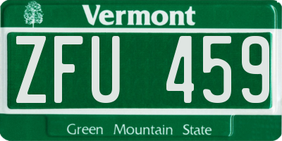 VT license plate ZFU459