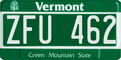 VT license plate ZFU462