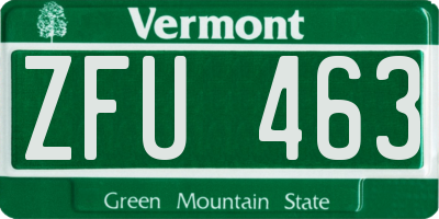 VT license plate ZFU463
