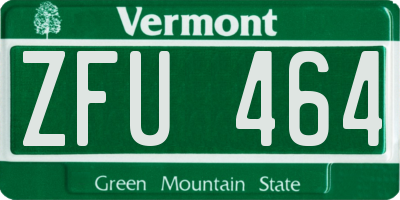 VT license plate ZFU464