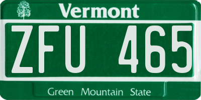VT license plate ZFU465