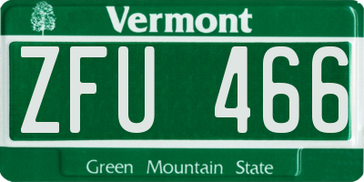 VT license plate ZFU466