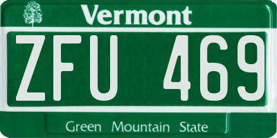 VT license plate ZFU469