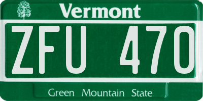 VT license plate ZFU470
