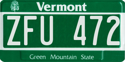 VT license plate ZFU472