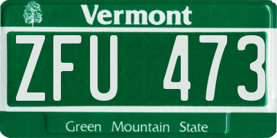 VT license plate ZFU473
