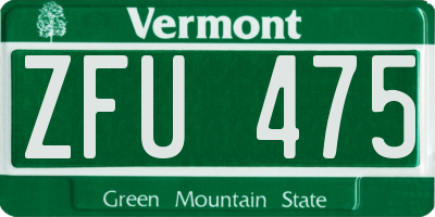 VT license plate ZFU475