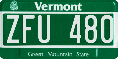 VT license plate ZFU480