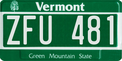 VT license plate ZFU481