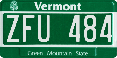VT license plate ZFU484