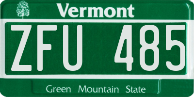 VT license plate ZFU485