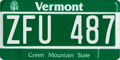 VT license plate ZFU487