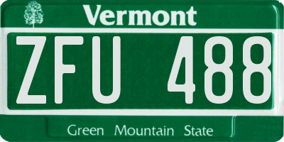 VT license plate ZFU488