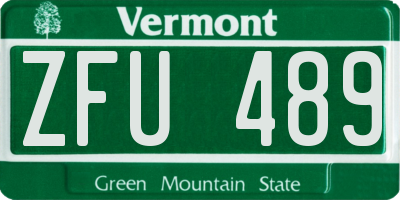 VT license plate ZFU489