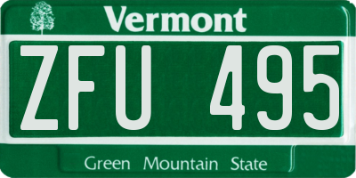 VT license plate ZFU495