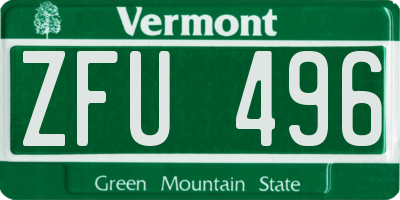 VT license plate ZFU496