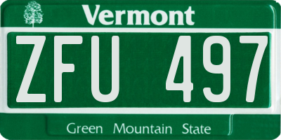 VT license plate ZFU497
