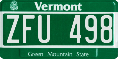 VT license plate ZFU498