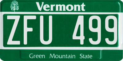 VT license plate ZFU499