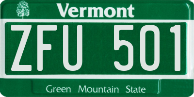 VT license plate ZFU501