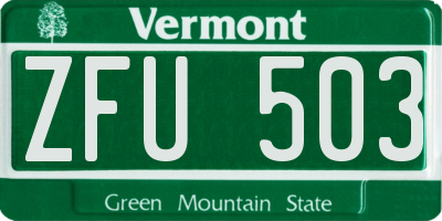 VT license plate ZFU503