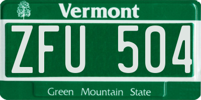 VT license plate ZFU504