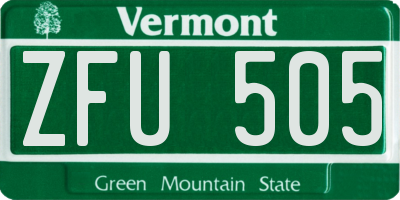 VT license plate ZFU505