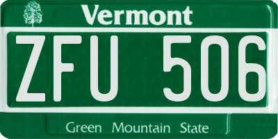 VT license plate ZFU506