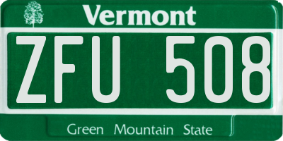VT license plate ZFU508