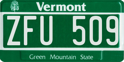 VT license plate ZFU509