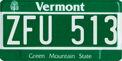VT license plate ZFU513