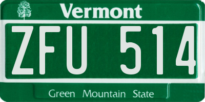 VT license plate ZFU514