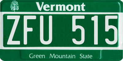 VT license plate ZFU515