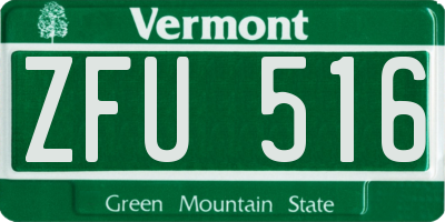 VT license plate ZFU516