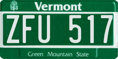 VT license plate ZFU517