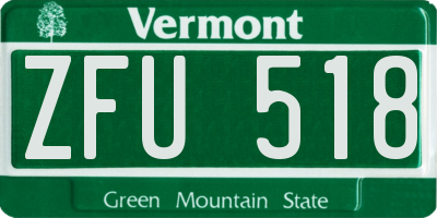 VT license plate ZFU518